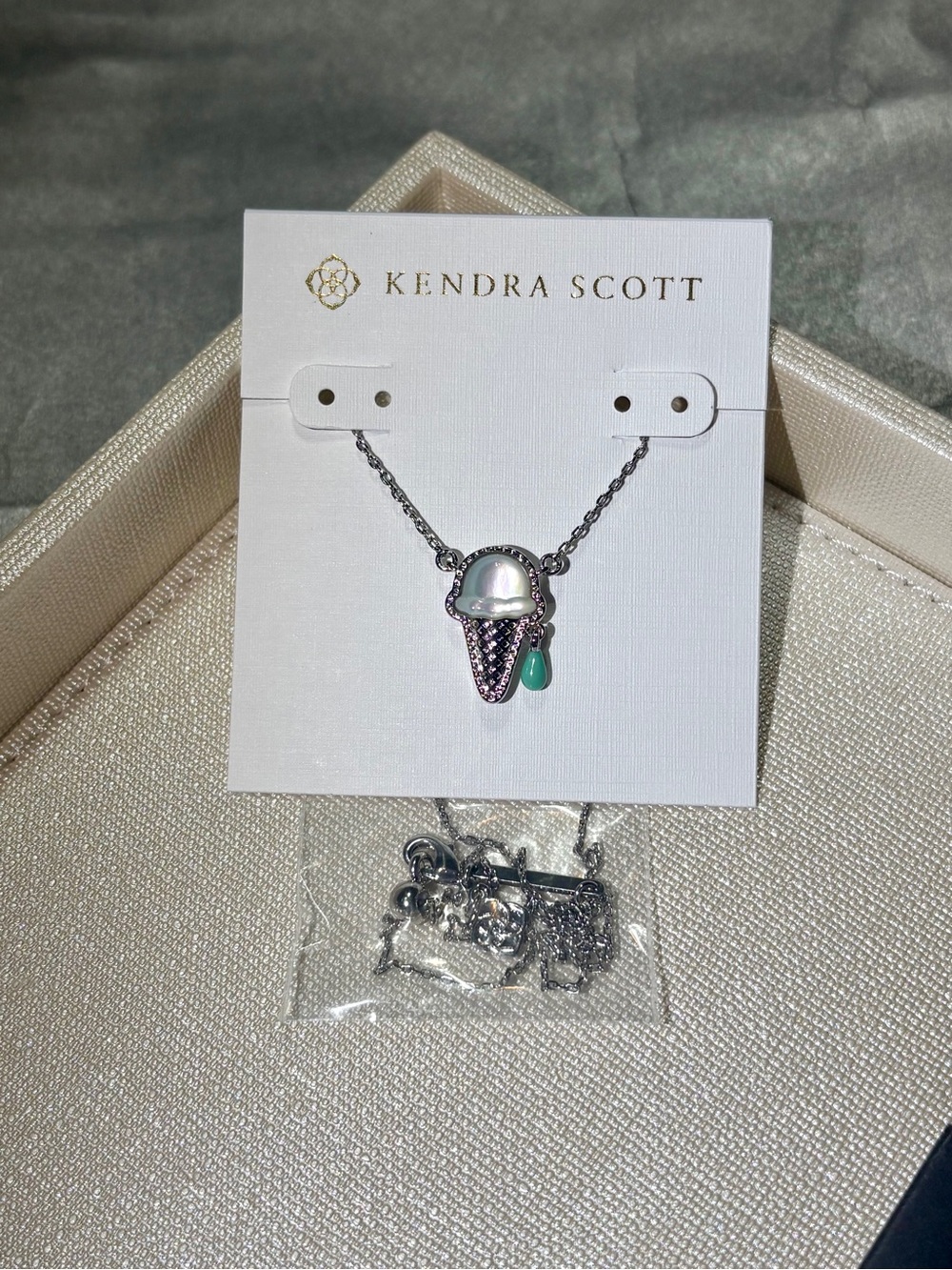 Kendra Scott Silver Icecream Cone Necklace New